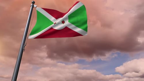 Animated Burundi Flag Waving in the Wind