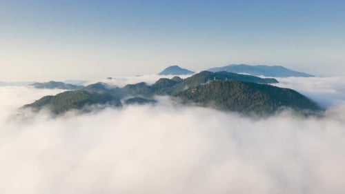 Beautiful Landscape in the morning time during sunrise with fog above the mountain,