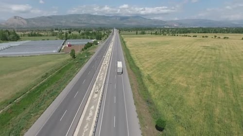 Truck Driving On Country Road