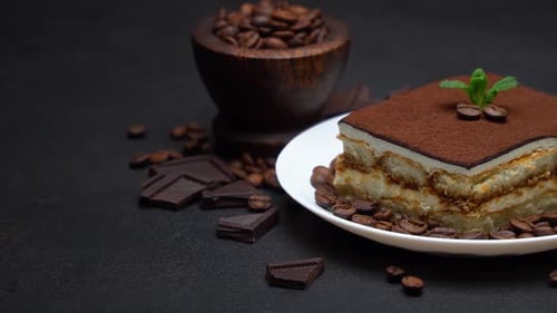Delicious Tiramisu Cake with Coffee and Chocolate