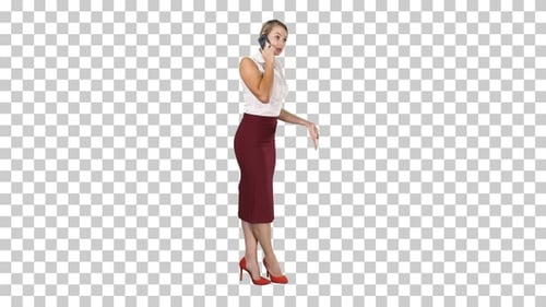 Woman Talking on Cell Phone in Studio