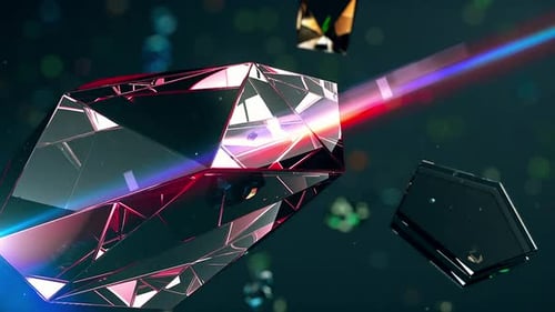 Abstract 3D Crystal Rotation with Light Reflections