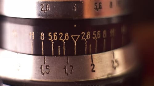 Vintage Camera Lens Adjustment, Aperture and Focus Detail