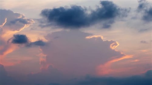 Cumulus Clouds Time Lapse at Sunset