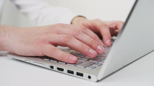 Working on a laptop