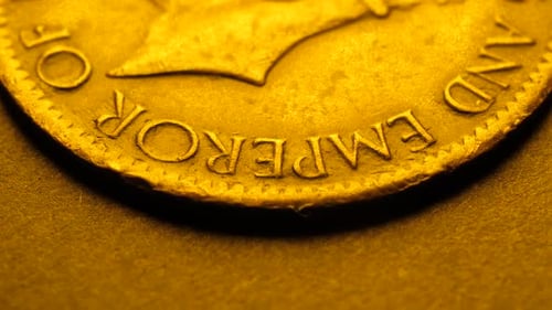 Close up of very old coin