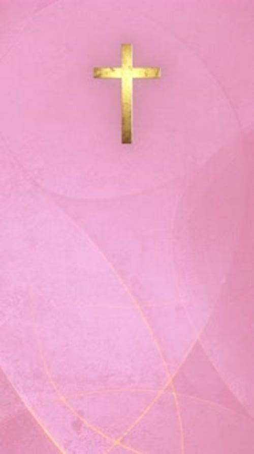 Golden Cross on Pink Abstract Background for Religious Content