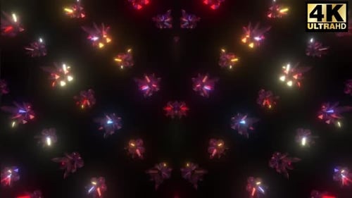 Kaleidoscopic Glowing Crystal Geometric Patterns Looping Background