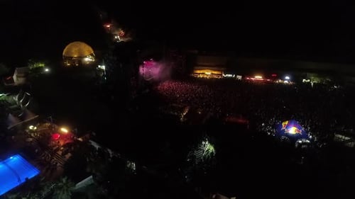 Party Arena And Crowd Night Aerial View 7