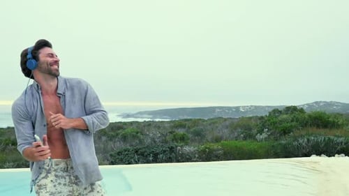 Man dancing on terrace