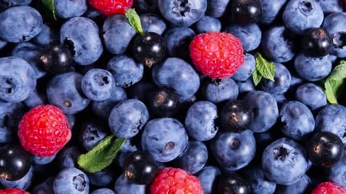 Vibrant Berries: Blueberries, Raspberries, Black Currants