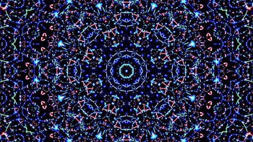Abstract Neon Glowing Geometric Kaleidoscope Pattern