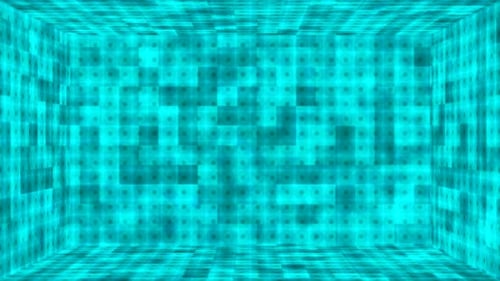 Futuristic Glowing Digital Grid Tunnel Loop Background