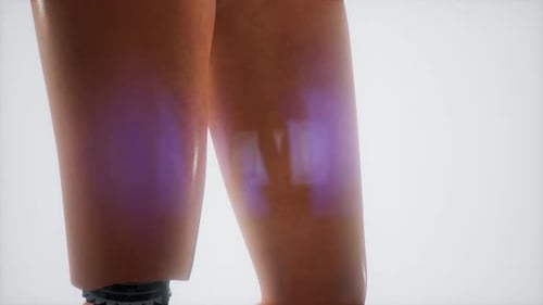 Futuristic 3D Animated Cyborg Woman with Glowing Robotic Body Parts