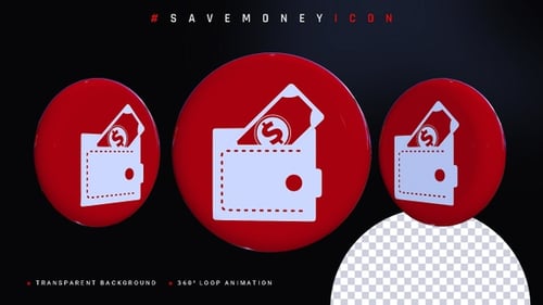 3D Rotating Wallet and Dollar Bill Icon