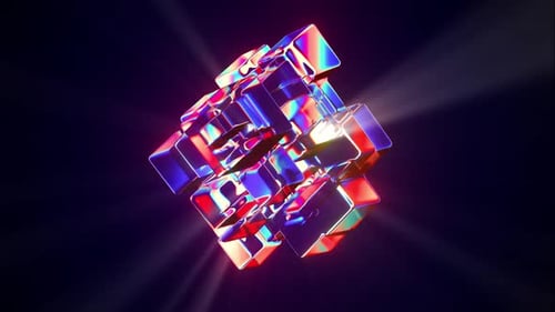 Glass Shape with Light Rays Abstract Looped Animation