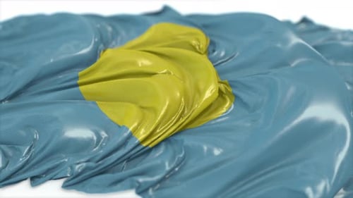 Palau-Flagge auf einer weißen Tafel