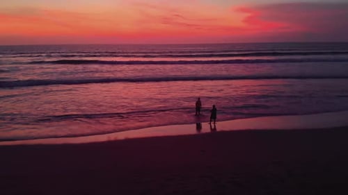 Flight at Sunset Overlooking the Indian Ocean in Bali Indonesia