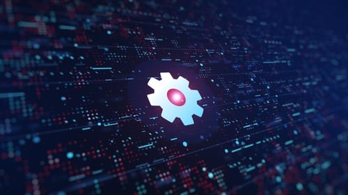 Futuristic Digital Gear Icon Background Animation Loop