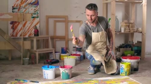 Artist Making Finishing Paint Splash