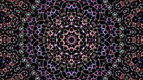 Abstract Geometric Flowing Mandala Pattern with Glowing Neon Lights