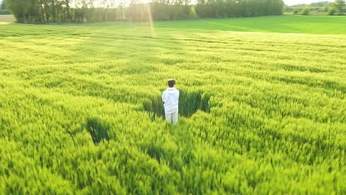 Aerial view of a person relaxing on the grass in Belgium.