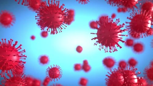 Animated Red Virus Particles Floating for Medical Science