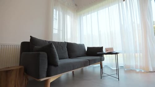 Home Interior Walk Through Living Room Warehouse Conversion Empty Space Modern Apartment