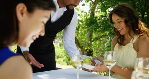 Outdoor Dining with Salad and Wine Service