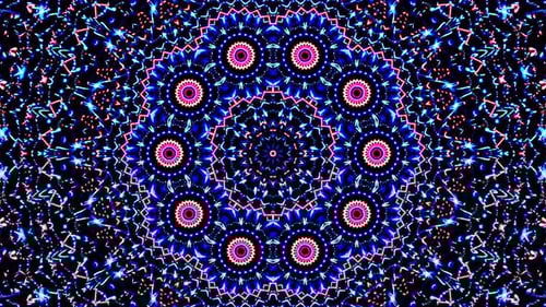 Vibrant Abstract Glowing Geometric Mandala Kaleidoscope Background Loop