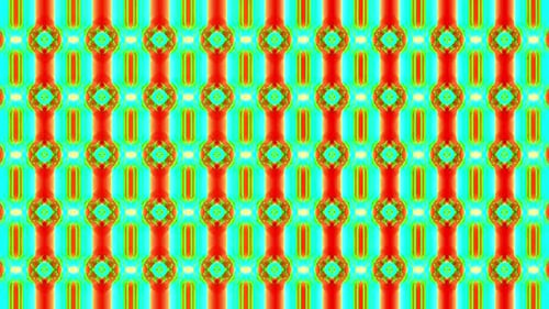 shining bright lines set the vibration of colorful waves, flower shape, on red and green background