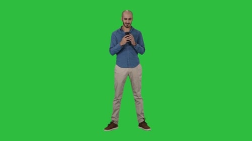 Casual Man Using Cell Smart Phone Writing Message