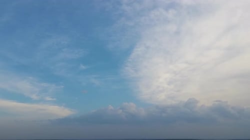 Bright Landscape of White Puffy Cumulus Clouds on Blue Clear Sky