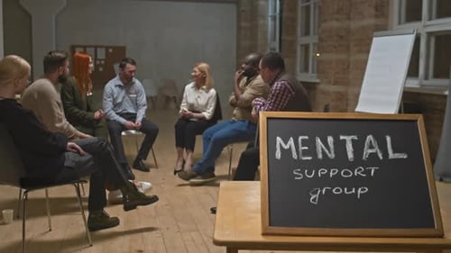 Adults in Mental Health Support Group Meeting