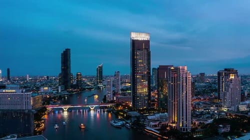 Day and Night Transition Time Lapse of Cityscape and Buildings in Metropolis