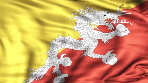Bhutan Flag Waving Animation with Realistic Fabric Motion
