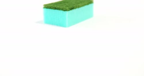 Close-up of plastic cleaning sponge