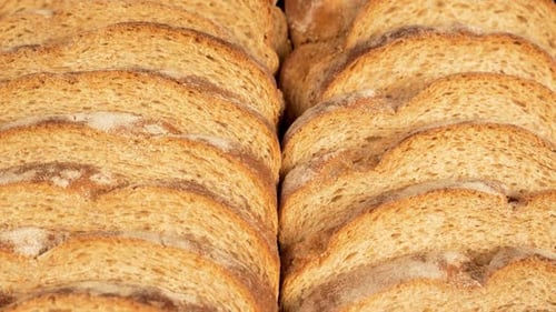 Close Up of Rows of Sliced Bread