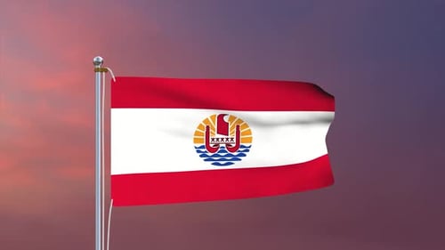 French Polynesia Flag Waving Animation