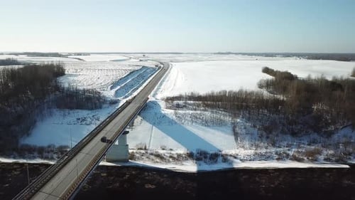 Spring, River, Bridge And Ice Drift
