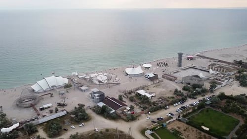 Bird'seye View of the Sandy Beach of Kazantip a Sandy Beach Without People