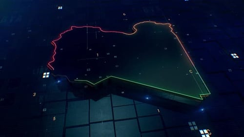 Futuristic Digital Map Animation with Glowing Lines