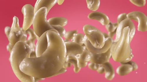 Animated Cashew Nuts Falling and Bouncing