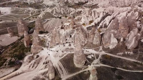 Cave Castle in Uchisar Town of Cappadocia Located in the Middle of Turkish Terrain