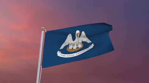 Waving Louisiana State Flag Animation Loop