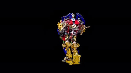 3D Colorful Robot Transformer Performing Dance Moves
