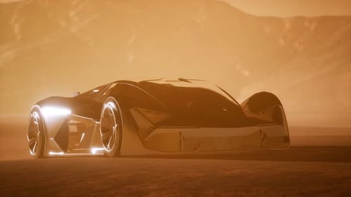 Supercar at Sunset in Desert