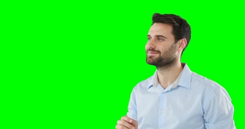 Man touching digital screen