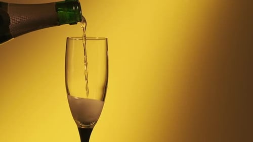 Champagne Pouring into Glass in Studio Setting