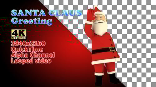 Animated Santa Claus Waving Greeting Loop for Christmas Videos